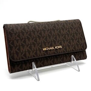 Michael Kors Large Trifold Wallet Brown Signature